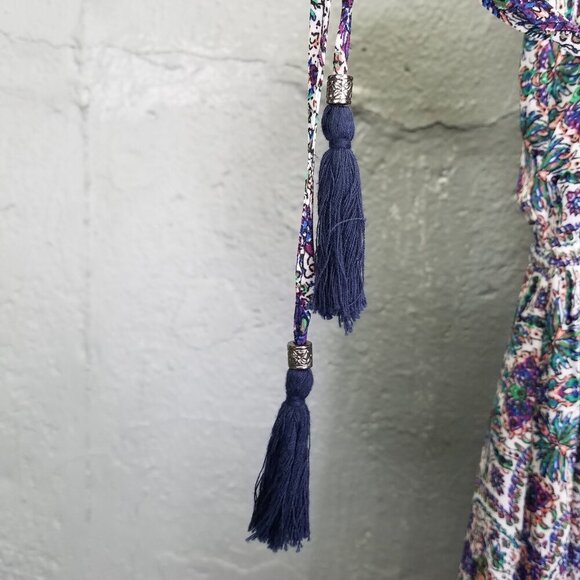 DR2 Daniel Rainn Maxi Dress Sm Sleeveless Boho Lace Yolk Blue Purple Sheer Lined - Picture 6 of 16